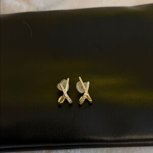 Elegant Gold and Cubic Zirconia Women's Earrings